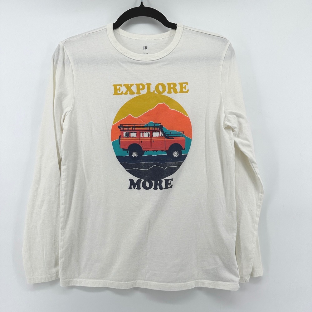 Gap Kids Explore More Graphic Long Sleeve Tee Off White XXL 13-14 497351-10